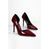 Shoeberry Kadın Bordo Rugan Stiletto Yüksek Topuklu Deri Ayakkabı Jurdan Tabanlı