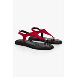 Shoeberry Kadın Camila Kırmızı Süet Tokalı Sandalet