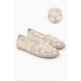 Shoeberry Kadın Flowen Bej Çiçek Desenli Espadril