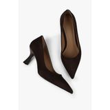 Shoeberry Kadın Gatsby Kahve Süet Stiletto