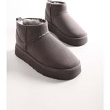 Shoeberry Kadın Gri Süet Düz Bot İçi Tüylü Bootie 40 Numaralı Konforlu Tasarım