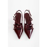 Shoeberry Kadın Joelle Bordo Rugan Kemerli Tokalı Sivri Stiletto