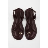 Shoeberry Kadın Julina Bordo Cilt Tokalı Sandalet