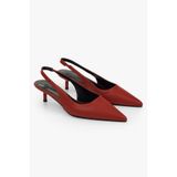 Shoeberry Kadın Kate Mat Kırmızı Cilt Mini Topuklu Stiletto