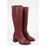 Shoeberry Kadın Kiella Bordo Cilt Topuklu Çizme