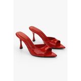 Shoeberry Kadın Krista Kırmızı Rugan Topuklu Terlik