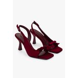 Shoeberry Kadın Lola Bordo Kadife Fiyonklu Topuklu Ayakkabı
