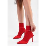 Shoeberry Kadın Martini Kırmızı Saten Kemerli Bilek Bağlı Stiletto
