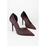 Shoeberry Kadın Massy Süet Stiletto Kahverengi Yüksek Topuklu Şık Ayakkabı Taban Tipi Jurdan - Kahverengi Süet