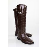 Shoeberry Kadın Matia Kahve Kroko Binici Uzun Çizme - Kahve Kroko - Kahve