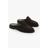 Shoeberry Kadın Mavien Kahve Süet Büzgülü Terlik Loafer