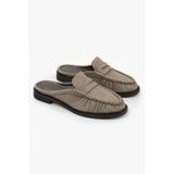 Shoeberry Kadın Mavien Vizon Süet Büzgülü Terlik Loafer
