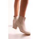 Shoeberry Kadın Misty Bej Cilt Topuklu Bot