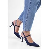 Shoeberry Kadın Nella Lacivert Saten Stiletto