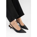 Shoeberry Kadın Nina Siyah Cilt Troklu Stiletto