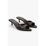 Shoeberry Kadın Saint Kahve Cilt Mini Topuklu Terlik