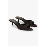 Shoeberry Kadın Saint Kahve Süet Mini Topuklu Terlik