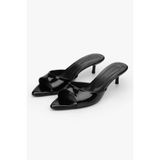 Shoeberry Kadın Saint Siyah Rugan Mini Topuklu Terlik