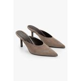 Shoeberry Kadın Serina Vizon Süet Stiletto Terlik