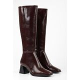 Shoeberry Kadın Stall Bordo Küt Burunlu Çizme