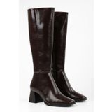 Shoeberry Kadın Stall Kahve Küt Burunlu Çizme