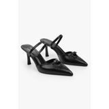 Shoeberry Kadın Sua Siyah Cilt Stiletto Topuklu Terlik