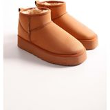 Shoeberry Kadın Uggys Taba İçi Tüylü Kısa Süet Düz Bot