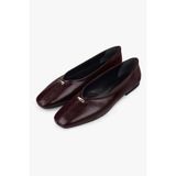 Shoeberry Kadın Viana Bordo Cilt Gold Tokalı Babet