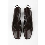 Shoeberry Kadın Vinte Acı Kahve Cilt Küt Burunlu Stiletto