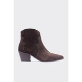Shoemark Glam Kahverengi Süet Deri Western Kadın Bot