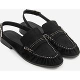 Shoemark Wari Siyah Suni Süet Deri Kadın Sandalet