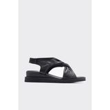 Shoemark Wonder Siyah Deri Kadın Sandalet