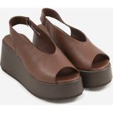 Shoemark Yezzi Kahverengi Hakiki Deri Dolgu Topuk Kadın Sandalet