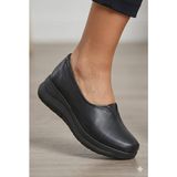 Shoemix Hakiki Deri Siyah Kadın Günlük Konfor Ayakkabı - Rahat Taban Casual Loafer