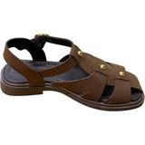 Shoes Kadın Düz Kaymaz Taban Önü Kapalı Kafes Sandalet - Kahverengi