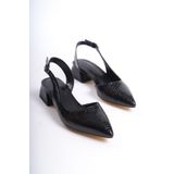 Shoesers Kadın Asimetrik Bantlı Sivri Burunlu Alçak Topuklu Ayakkabı