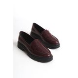 Shoesers Kadın Krokodil Tasarım Sade ve Şık Casual Oxford, Hafif ve Kalın Tabanlı Günlük Loafer Ayakkabı