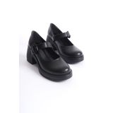 Shoesers Kadın Özel Tasarım Platform Topuklu Zarif Tokalı Bantlı Balerin Loafer Makosen Ayakkabı