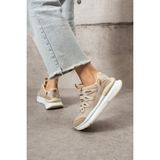 Shoetek Lawse Kadın Sneakers Bağcıklı Spor Ayakkabı Bej