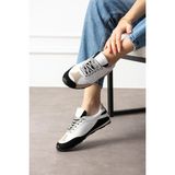 Shoetek Rounya Kadın Sneakers Bağcıklı Spor Ayakkabı Beyaz Deri - Beyaz Cilt