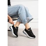 Shoetek Susanne Kadın Sneakers Bağcıklı Spor Ayakkabı Siyah Süet