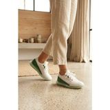 Shoetek Suwen Kadın Sneakers Bağcıklı Spor Ayakkabı Yeşil Süet Beyaz Deri
