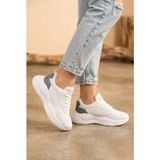 Shoetek Yaswe Kadın Sneakers Bağcıklı Spor Ayakkabı Mavi/beyaz Deri
