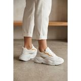 Shoetek Yaswe Kadın Sneakers Bağcıklı Spor Ayakkabı Turuncu/beyaz Deri