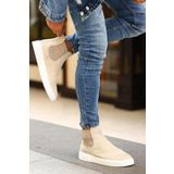 Shoetyle - Bej Hakiki Deri Süet Erkek Chelsea Bot 250-041