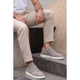 Shoetyle - Hakiki Süet Deri Bej Rengi Bağcıklı Günlük Erkek Ayakkabı - 250-3001