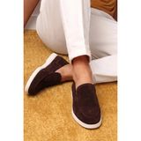 Shoetyle - Hakiki Süet Deri Kahverengi Erkek Loafer - 115-K664