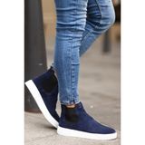 Shoetyle - Lacivert Hakiki Deri Süet Erkek Chelsea Bot 250-041