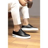 Shoetyle - Siyah Deri Bağcıklı Erkek Günlük Ayakkabı 610-1005