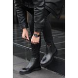 Shoetyle - Siyah Hakiki Deri Erkek Chelsea Bot